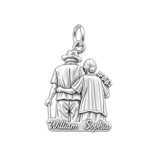 Lifetime Together Charm Bracelet – Personalized Couple Gift – silver plated 3 cm charm, front view