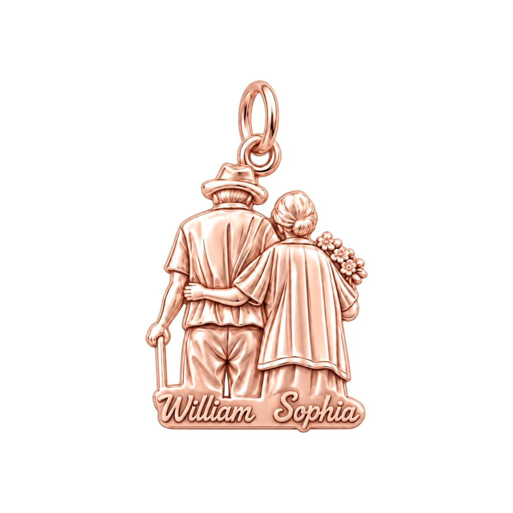 Lifetime Together Charm Bracelet – Personalized Couple Gift – rose gold 3 cm charm, front view