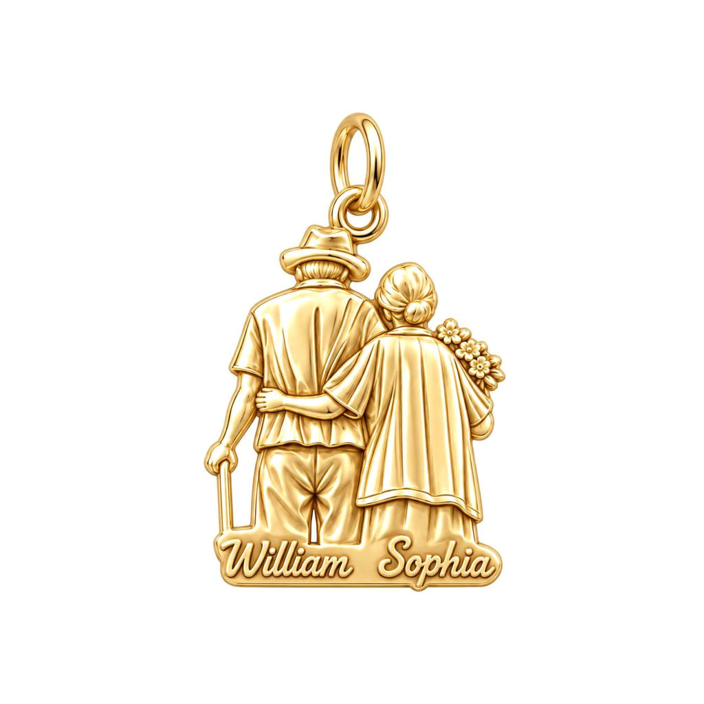 Lifetime Together Charm Bracelet – Personalized Couple Gift – 18K gold plated 3 cm charm, front view