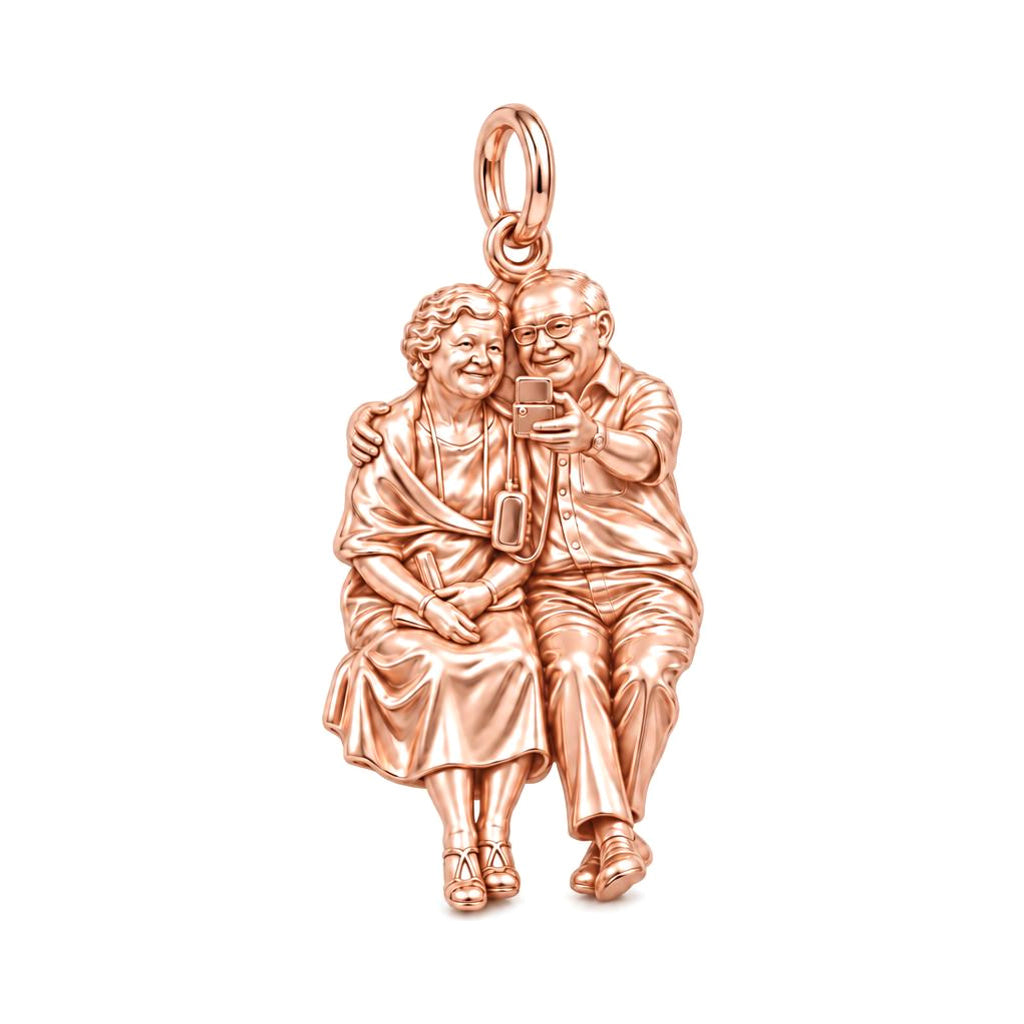 Lifetime Together Selfie Charm Bracelet – Personalized Couple Gift – rose gold charm, front view