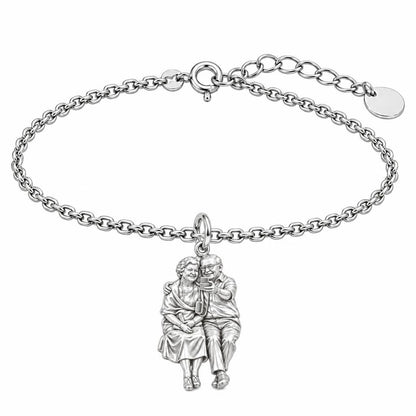Lifetime Together Selfie Charm Bracelet Set – silver, front view