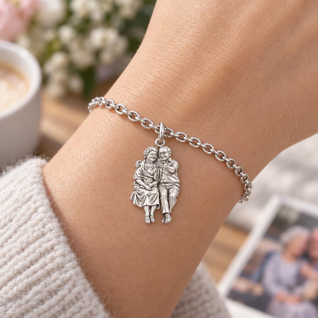 Lifetime Together Selfie Charm Bracelet Set – worn / in use