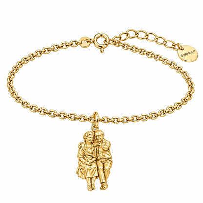 Lifetime Together Selfie Charm Bracelet Set – 18K gold, front view