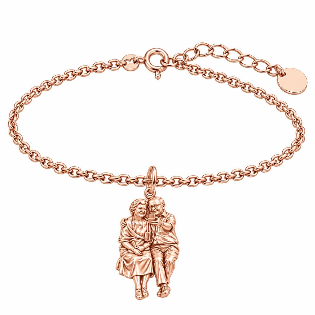 Lifetime Together Selfie Charm Bracelet Set – rose gold, front view