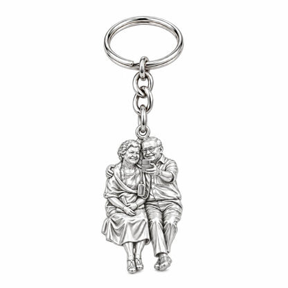 Lifetime Together Selfie Charm Keychain – silver, front view