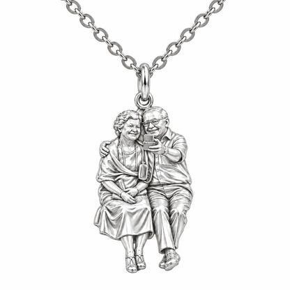 Lifetime Together Selfie Charm Necklace Set – silver, front view