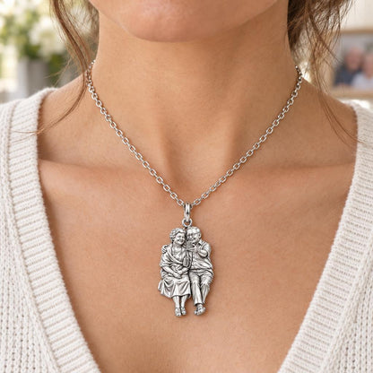 Lifetime Together Selfie Charm Necklace Set – worn / in use