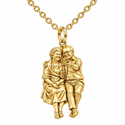 Lifetime Together Selfie Charm Necklace Set – 18K gold, front view