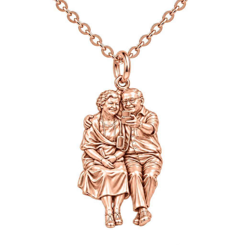 Lifetime Together Selfie Charm Necklace Set – rose gold, front view