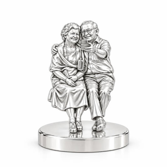 Lifetime Together Selfie Keepsake Plaque – silver, front view