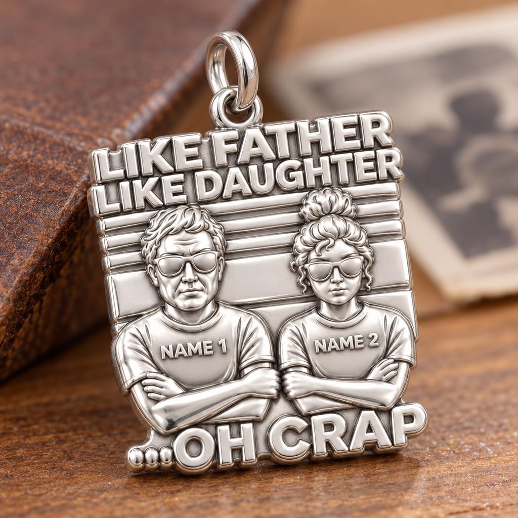 Like Father Like Daughter Charm Bracelet – Personalized Dad Gift – macro detail of the charm
