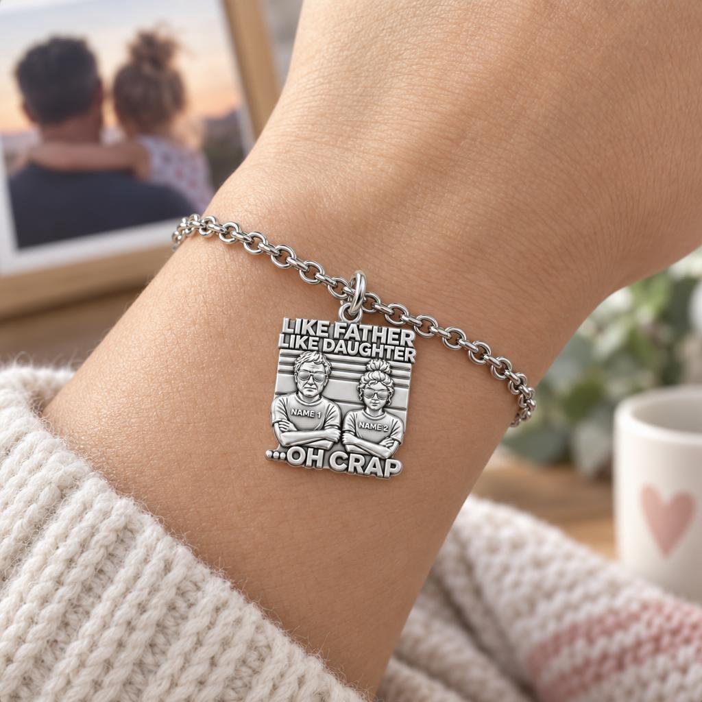 Like Father Like Daughter Charm Bracelet Set – worn / in use