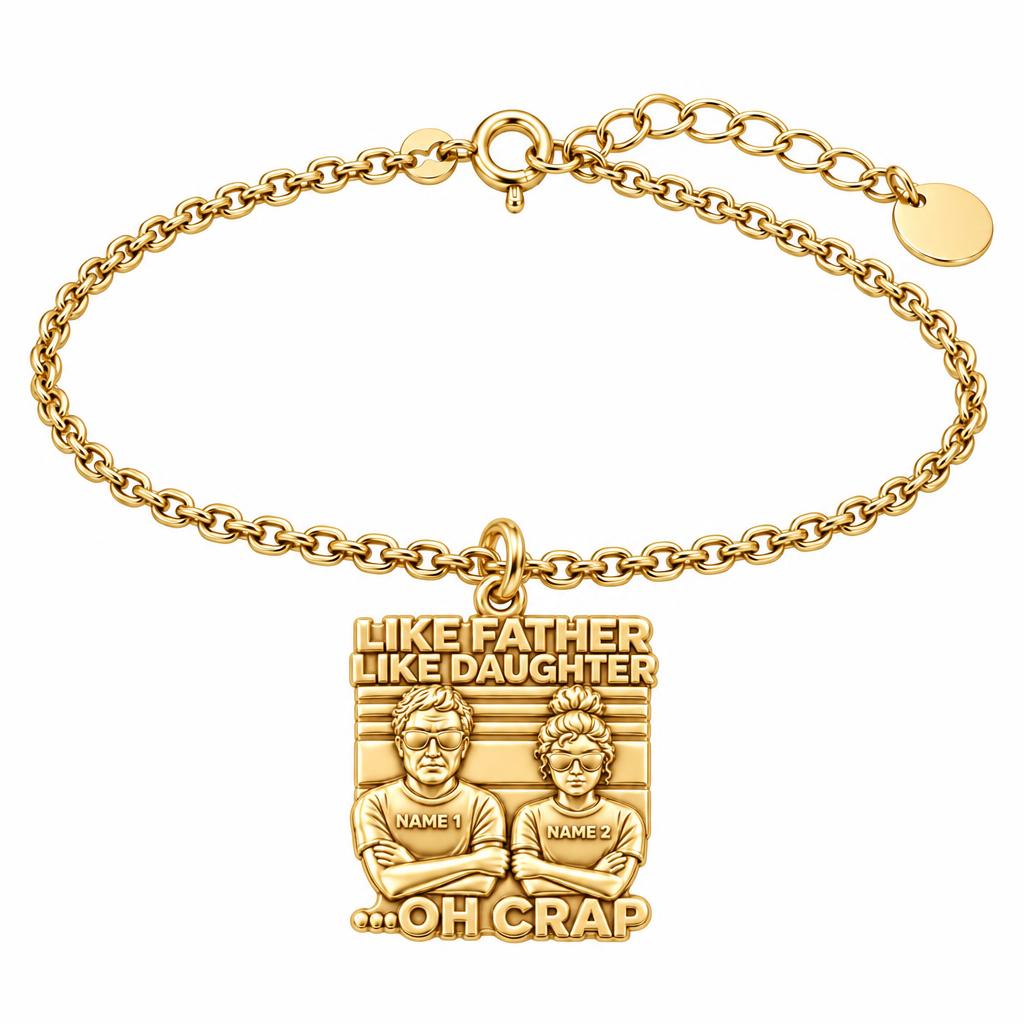 Like Father Like Daughter Charm Bracelet Set – 18K gold, front view