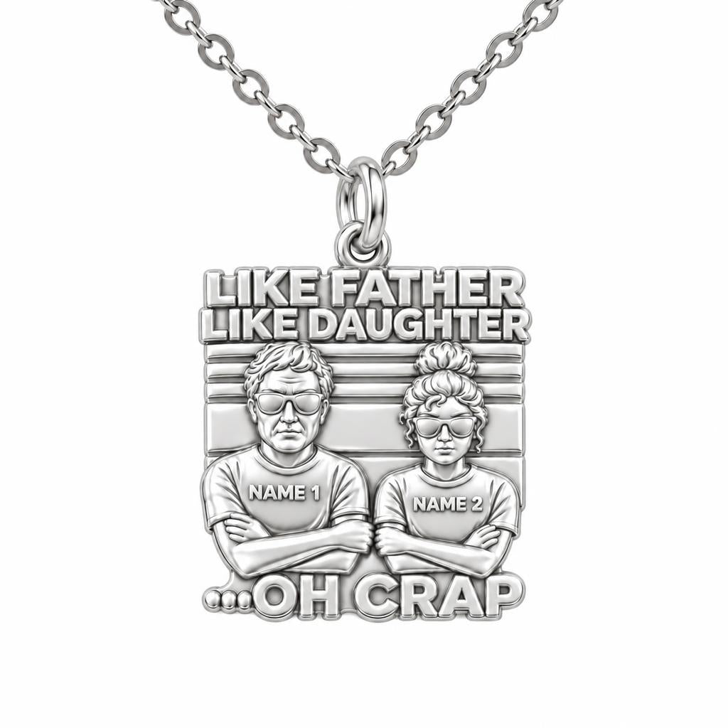 Like Father Like Daughter Charm Necklace Set – silver, front view