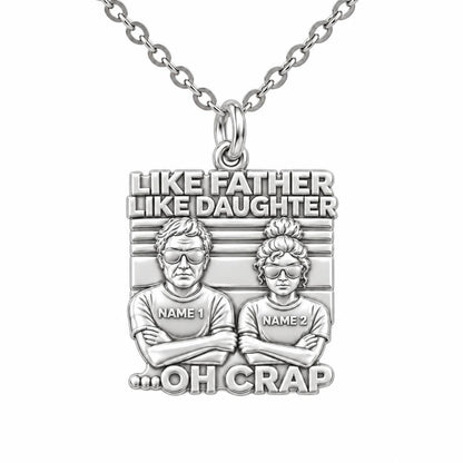 Like Father Like Daughter Charm Necklace Set – silver, front view
