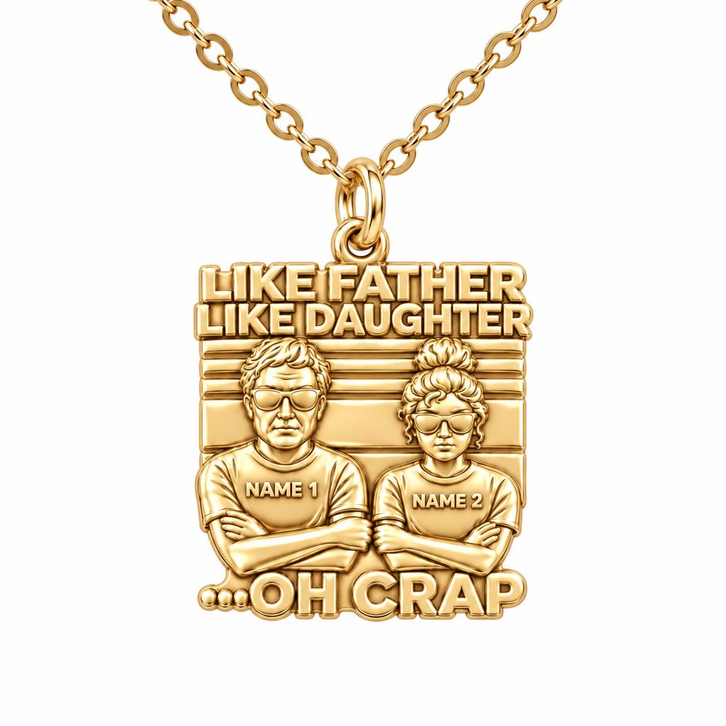 Like Father Like Daughter Charm Necklace Set – 18K gold, front view