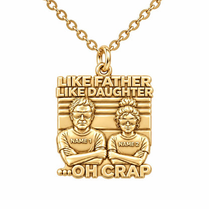 Like Father Like Daughter Charm Necklace Set – 18K gold, front view