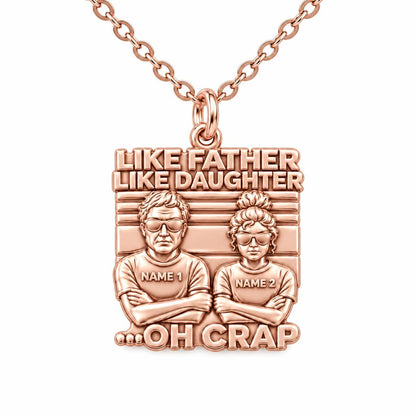 Like Father Like Daughter Charm Necklace Set – rose gold, front view