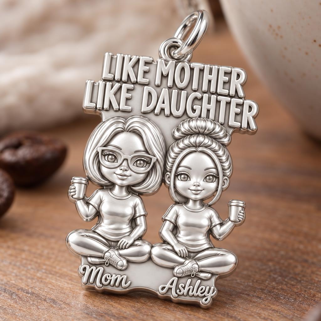 Like Mother Like Daughter Charm Bracelet – Personalized Mom Gift – macro detail of the charm