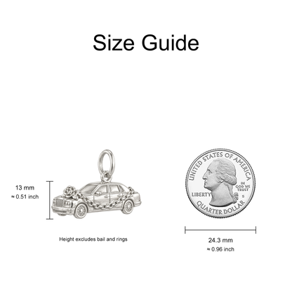 Limousine and Silver Chain Charm — Size Guide — 13 mm body excluding bail and rings — 50-works-silver-20260916-105