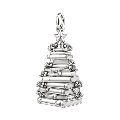 Literary Christmas Tree Charm Bracelet – Personalized Book Mom Gift – back of the charm, engraving area