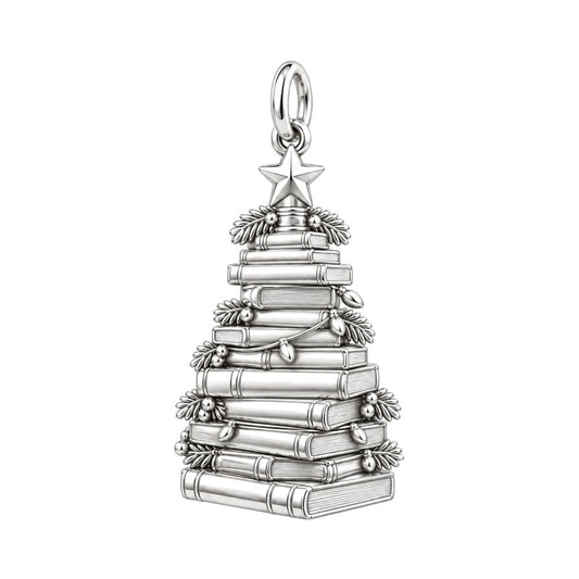 Literary Christmas Tree Charm Bracelet – Personalized Book Mom Gift – back of the charm, engraving area
