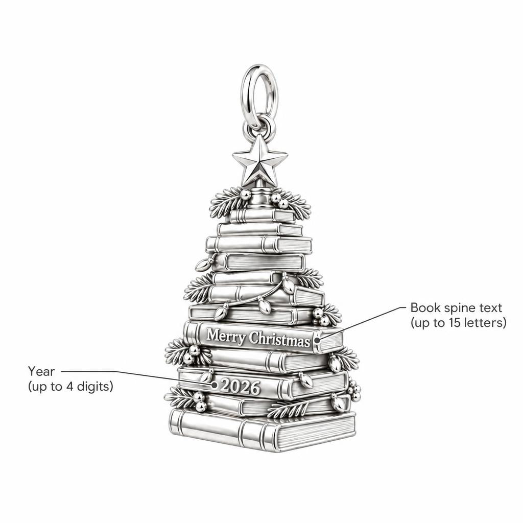 Literary Christmas Tree Charm Bracelet – Personalized Book Mom Gift – personalization guide