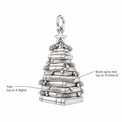 Literary Christmas Tree Charm Bracelet – Personalized Book Mom Gift – personalization guide