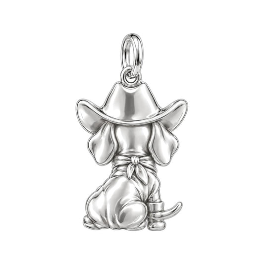 Little Cowboy Dachshund Charm Bracelet – Personalized Dog Mom Gift – back of the charm, engraving area