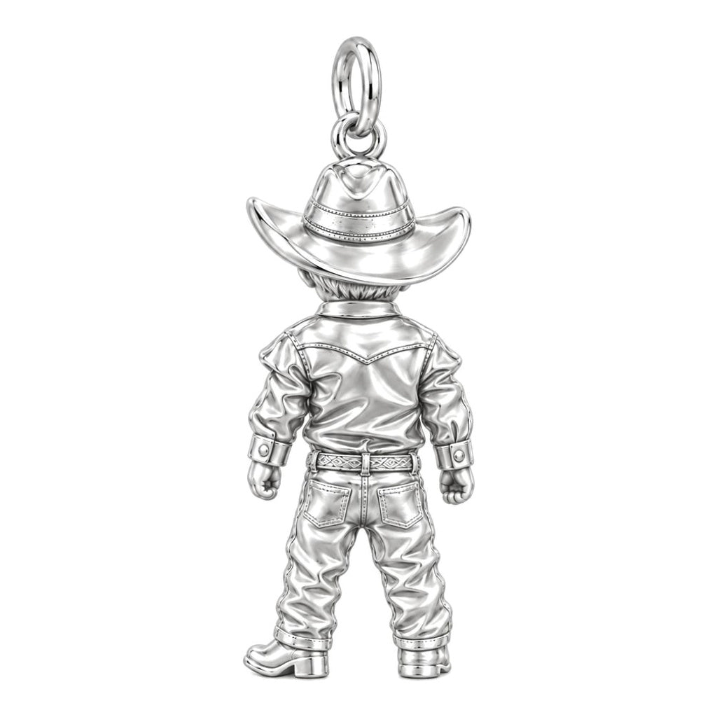 Little Cowboy Portrait Charm Bracelet – Personalized Baby Gift – back of the charm, engraving area