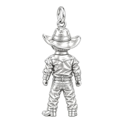 Little Cowboy Portrait Charm Bracelet – Personalized Baby Gift – back of the charm, engraving area