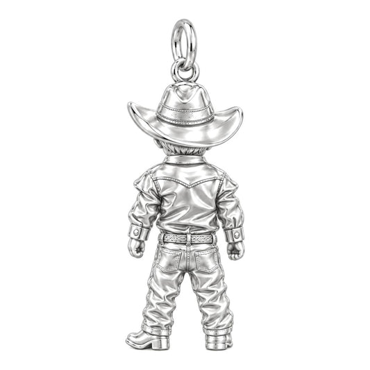 Little Cowboy Portrait Charm Bracelet – Personalized Baby Gift – back of the charm, engraving area