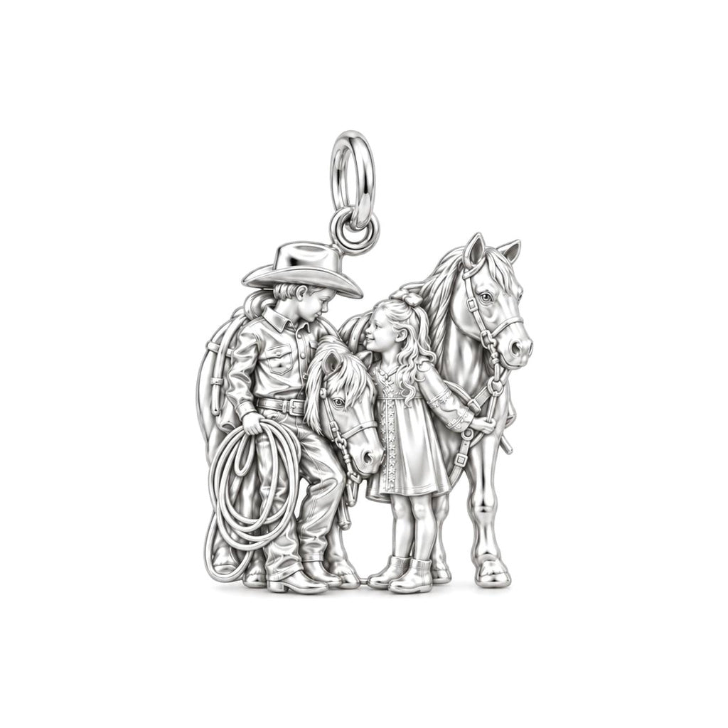 Little Cowpokes and Pony Charm Bracelet – My Horse, My Heart – silver charm, front view