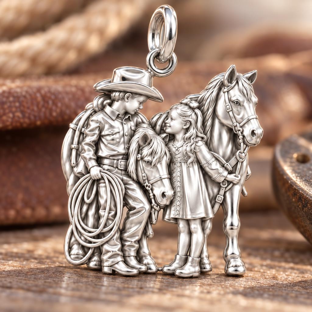 Little Cowpokes and Pony Charm Bracelet – My Horse, My Heart – macro detail of the charm