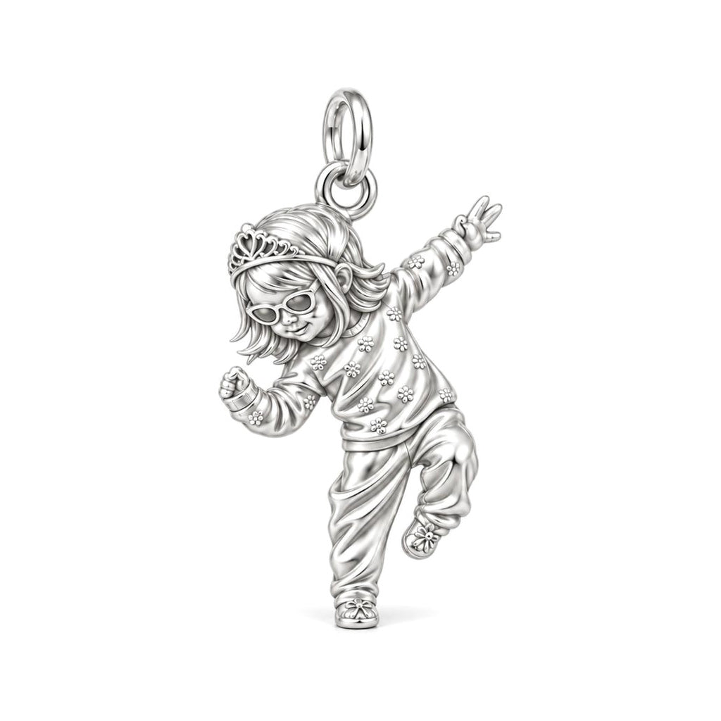Little Dancing Queen Charm Bracelet – Personalized Mom Gift – silver charm, front view