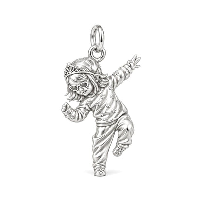 Little Dancing Queen Charm Bracelet – Personalized Mom Gift – silver charm, front view