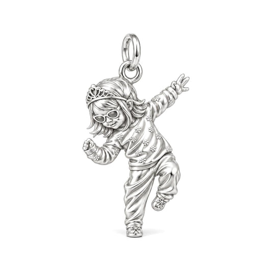Little Dancing Queen Charm Bracelet – Personalized Mom Gift – silver charm, front view