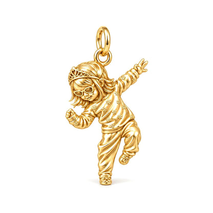 Little Dancing Queen Charm Bracelet – Personalized Mom Gift – 18K gold charm, front view