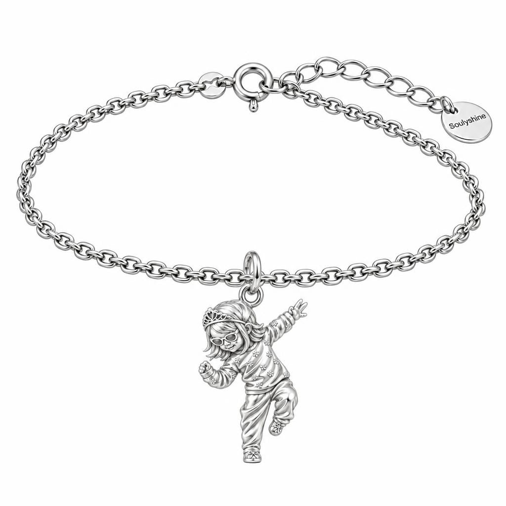 Little Dancing Queen Charm Bracelet Set – silver, front view