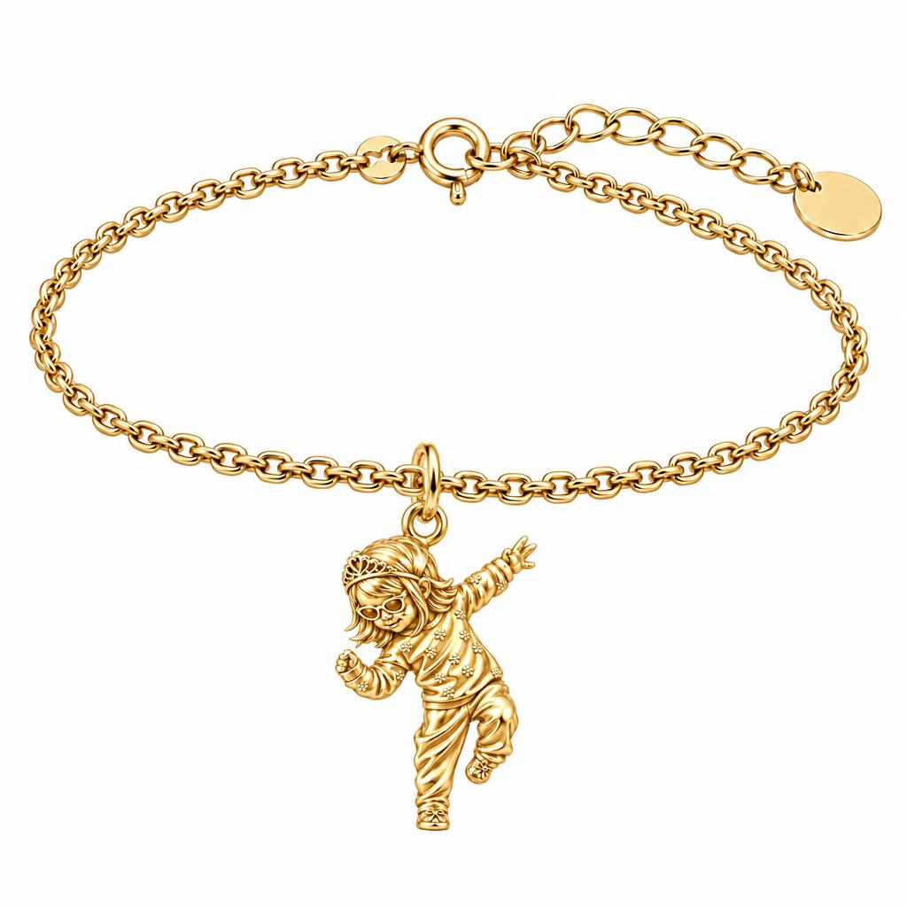 Little Dancing Queen Charm Bracelet Set – 18K gold, front view