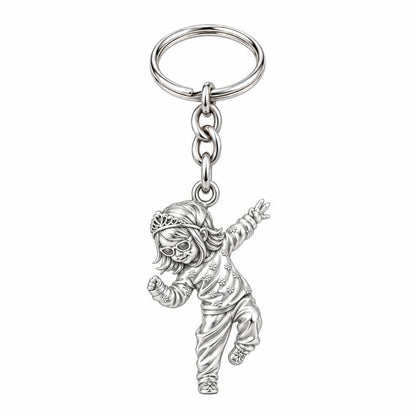 Little Dancing Queen Charm Keychain – silver, front view