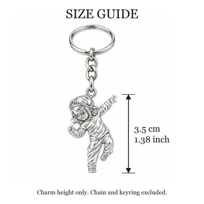 Little Dancing Queen Charm Keychain – size guide, 3.5 cm (1.38 in) charm, chain and keyring excluded