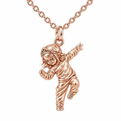 Little Dancing Queen Charm Necklace Set – rose gold, front view