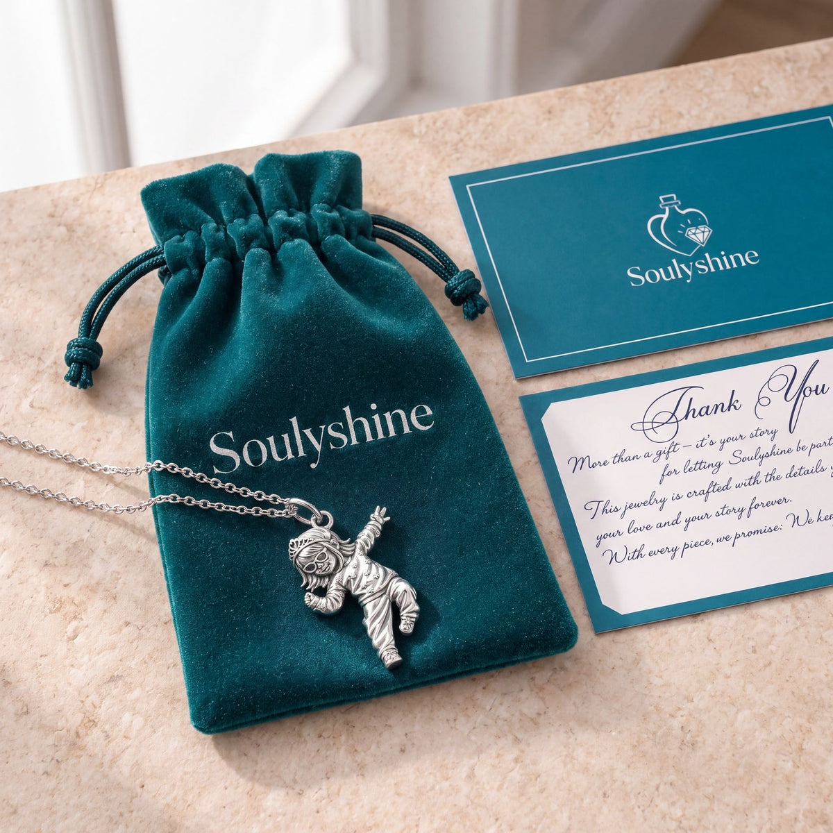 Little Dancing Queen Charm Necklace Set – Soulyshine velvet pouch and gift card