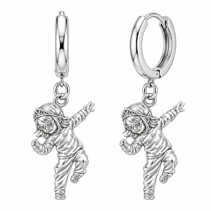 Little Dancing Queen Huggie Charm Earrings – silver, front view