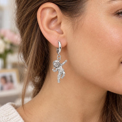 Little Dancing Queen Huggie Charm Earrings – worn / in use