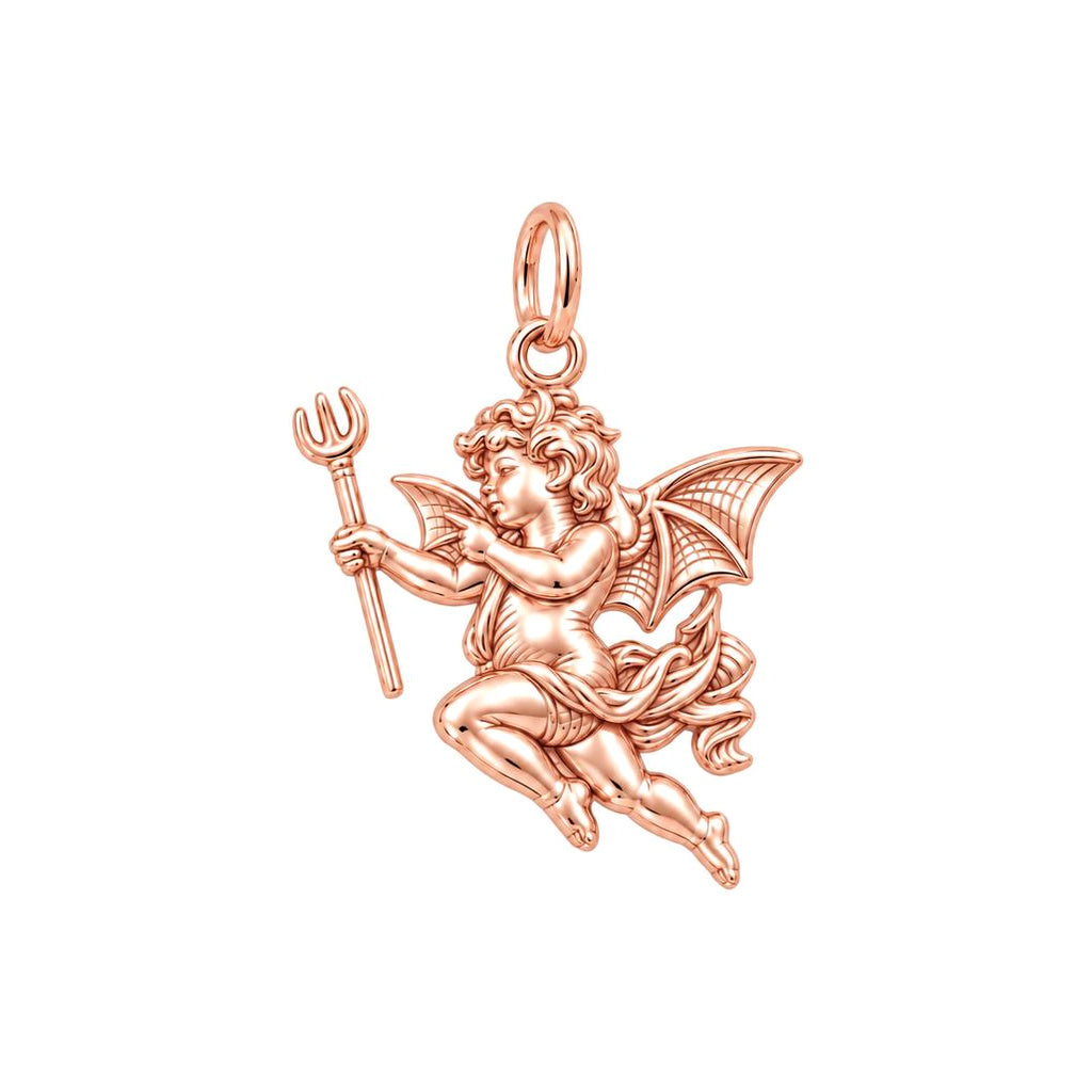 Little Devil Cherub Charm Bracelet – Personalized Couple Gift – rose gold charm, front view