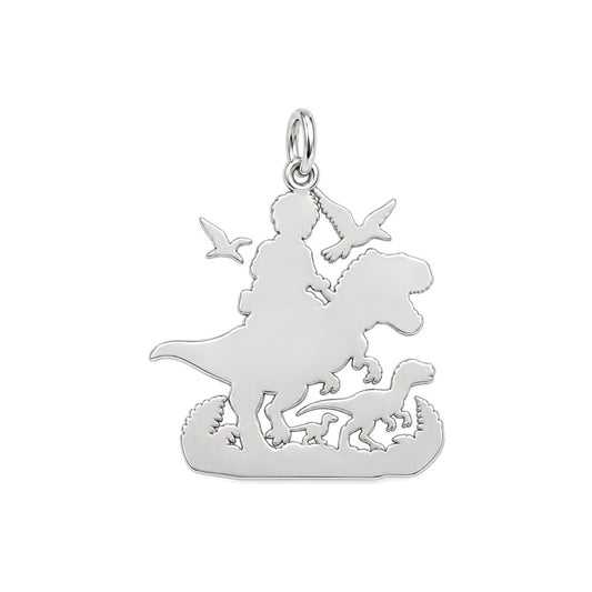 Little Dino Adventurer Charm Bracelet – Personalized Mom Gift – back of the charm, engraving area