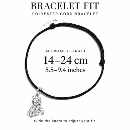 Little Dragon Baby Charm Bracelet – Personalized Mom Gift – adjustable black cord bracelet, 14–24 cm