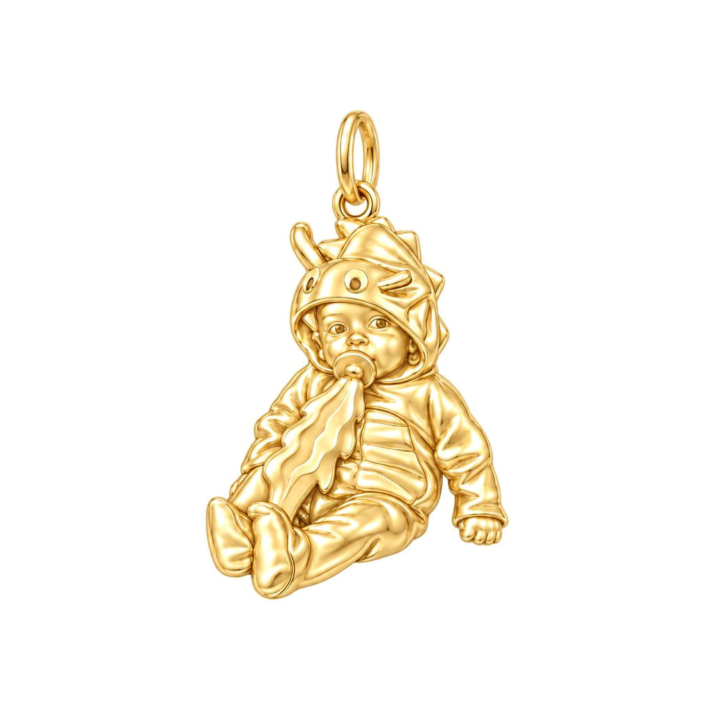 Little Dragon Baby Charm Bracelet – Personalized Mom Gift – 18K gold charm, front view